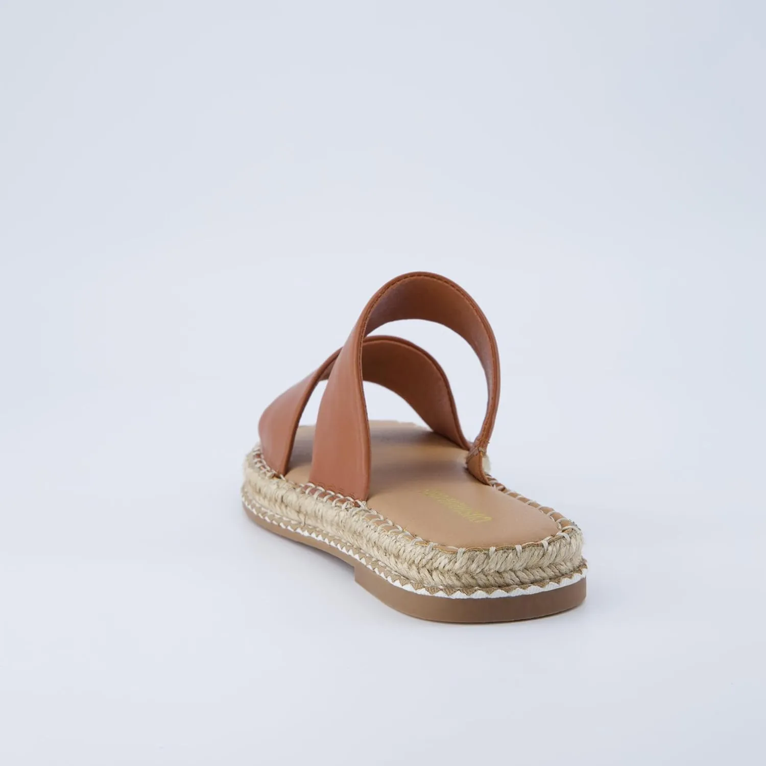 CUSHIONAIRE Bhendi Womens Espadrille Slide Sandal  Faux Leather Double Strap with Jute-Wrapped Sole & Cushioned Footbed