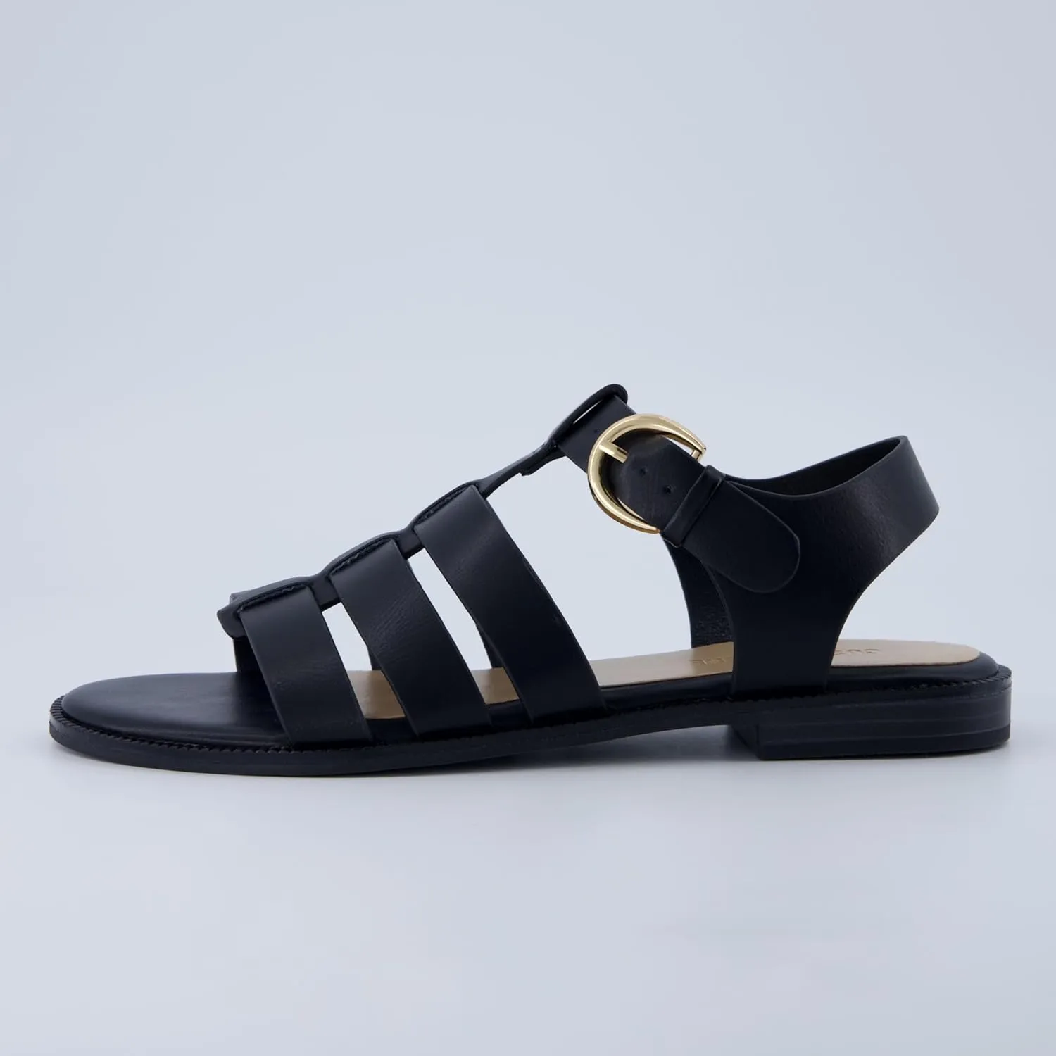 CUSHIONAIRE London Womens Strappy Fisherman Sandal  Vegan Leather Gladiator Style with Adjustable Ankle Strap   Memory Foam