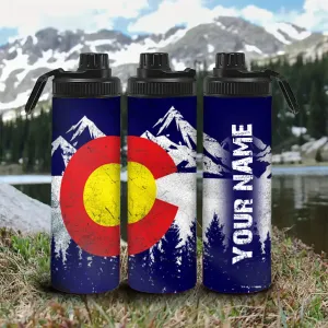 Customized Name  Colorado Flag Water Bottle - Perfect for Cycling, Hiking, Fitness & Outdoor Adventures