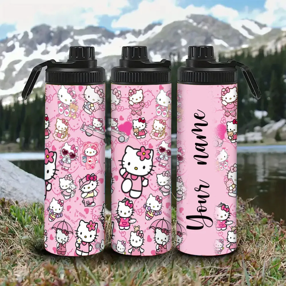 Customized Name  Hello Kitty Water Bottle - Perfect for Cycling, Hiking, Fitness & Outdoor Adventures