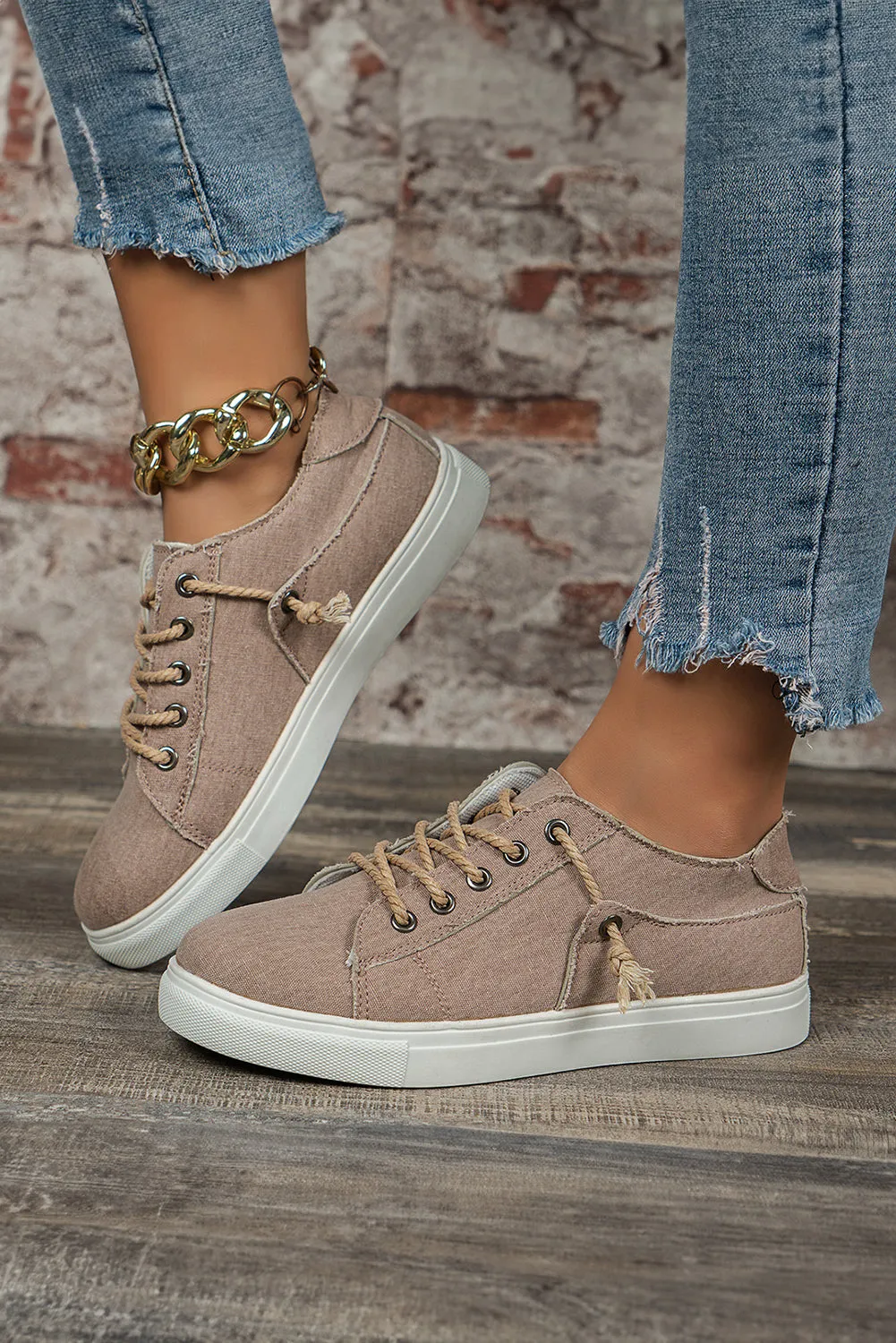 Dark Grey Criss Cross Slip On Canvas Sneakers