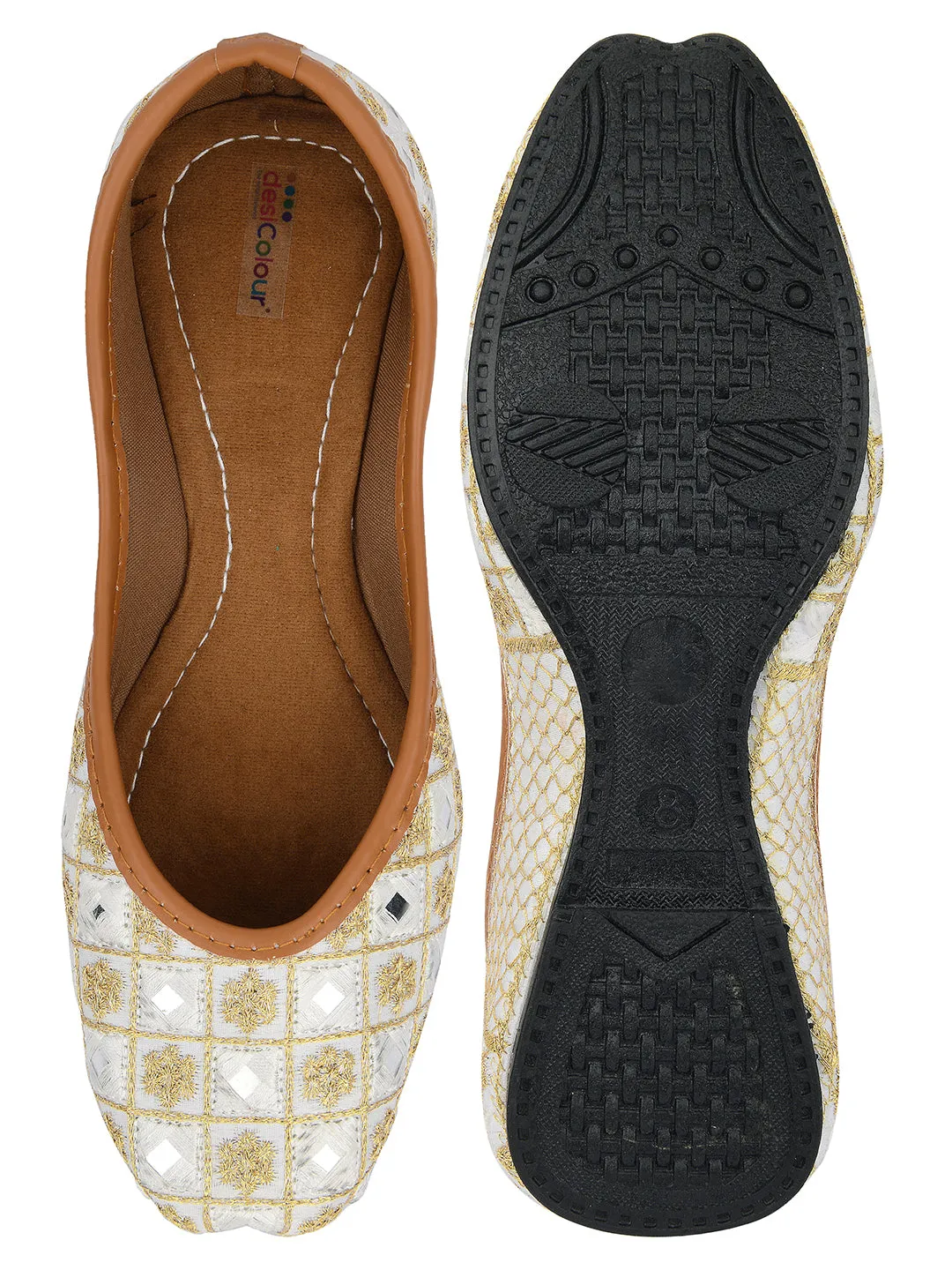 DESI COLOUR Women Green Ethnic Ballerinas with Embroidered Flats