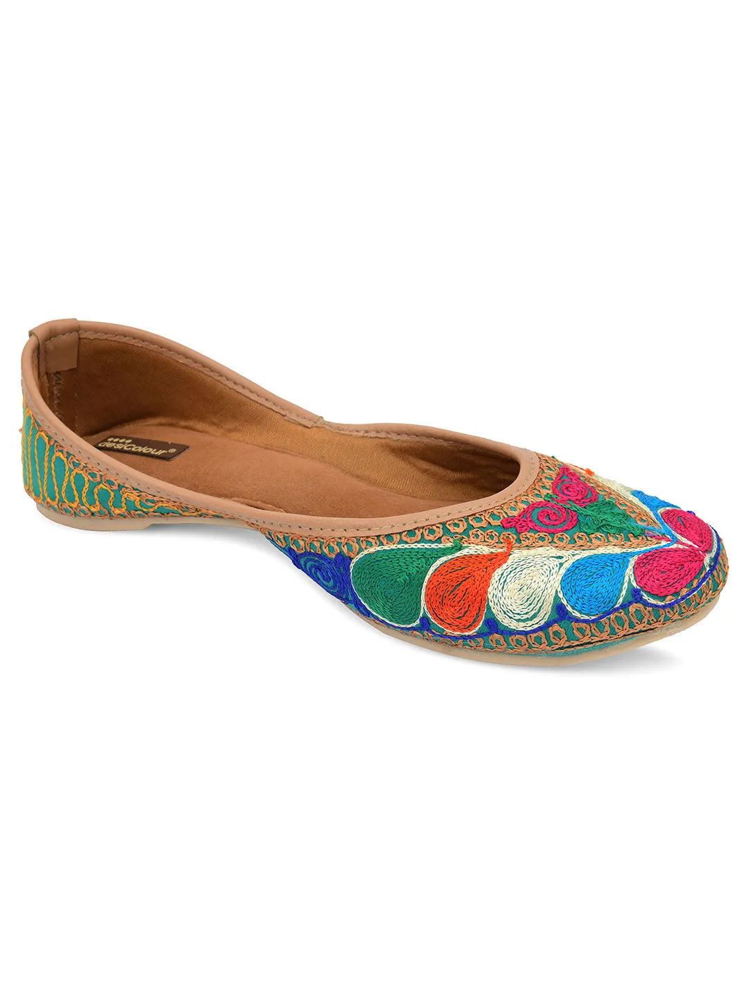 DESI COLOUR Women Multicoloured Ethnic Ballerinas Flats
