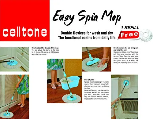 Easy Spin Mop with Microfiber Refill (Multicolour)