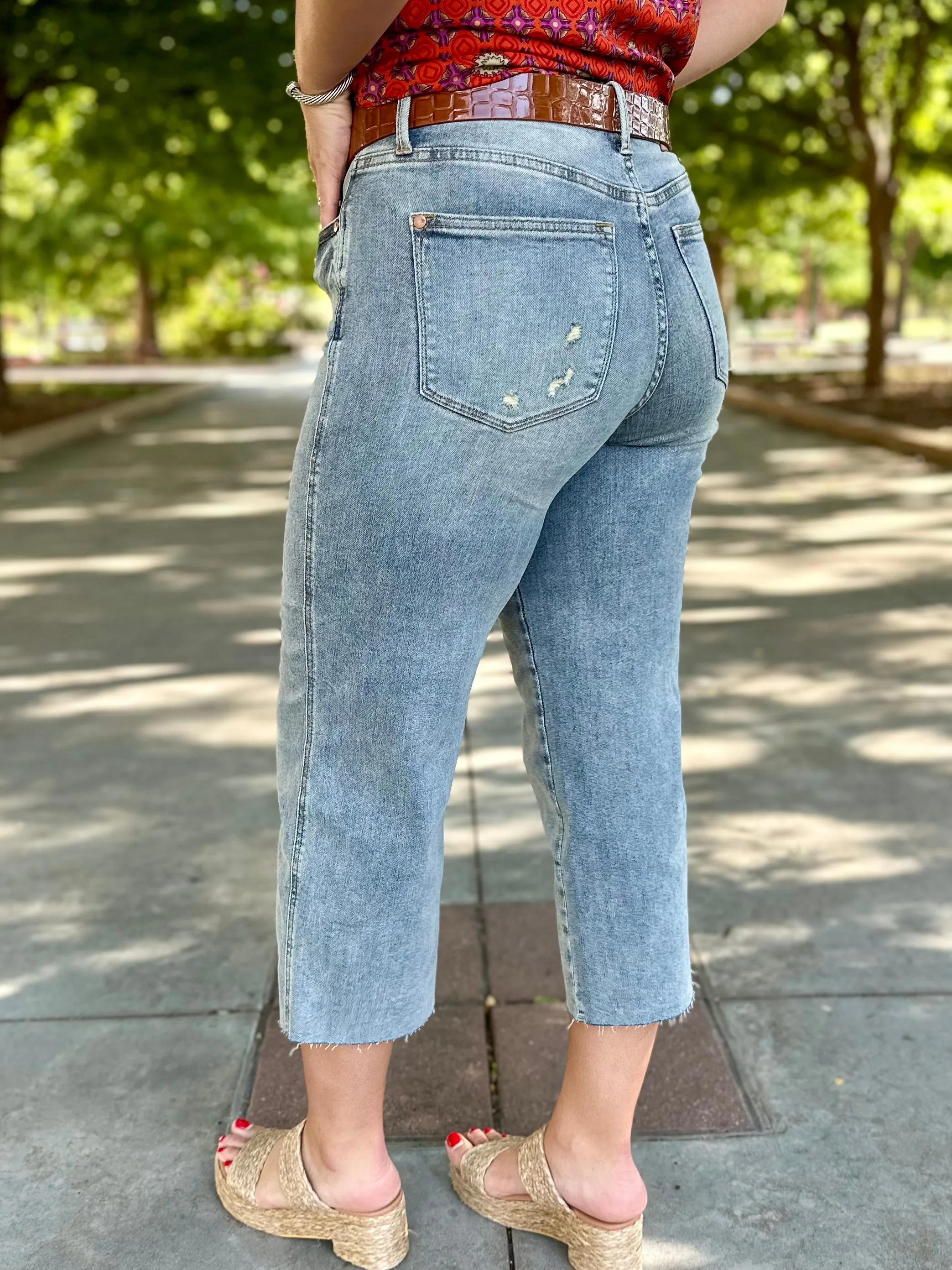Emily Raw Hem Wide Leg Crop Jean by Judy Blue