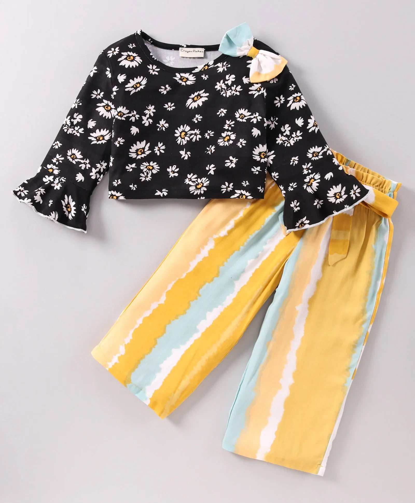 Floral Frill Top Tie and Dye Palazzo Set