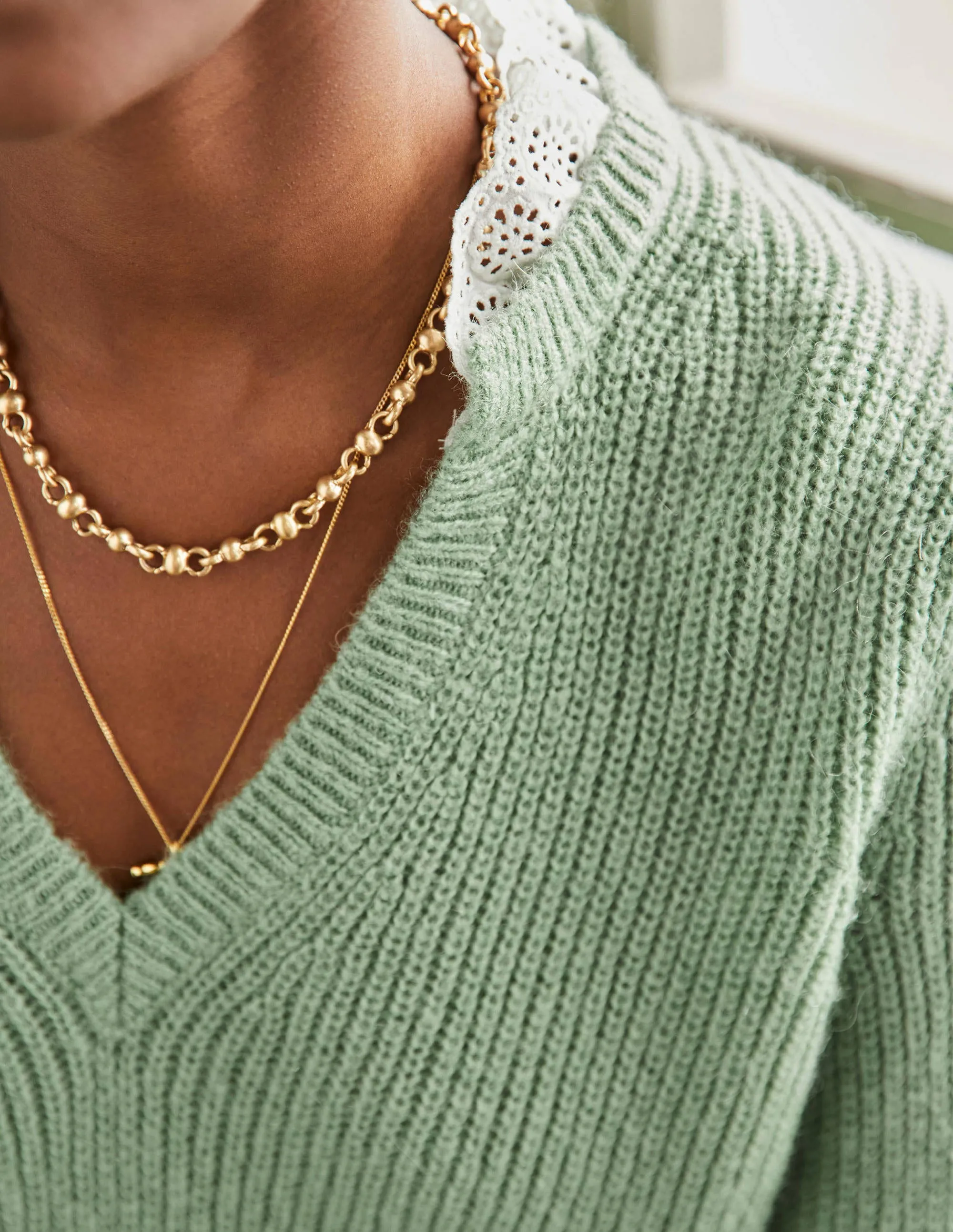 Fluffy Ribbed Mix Jumper-Basil