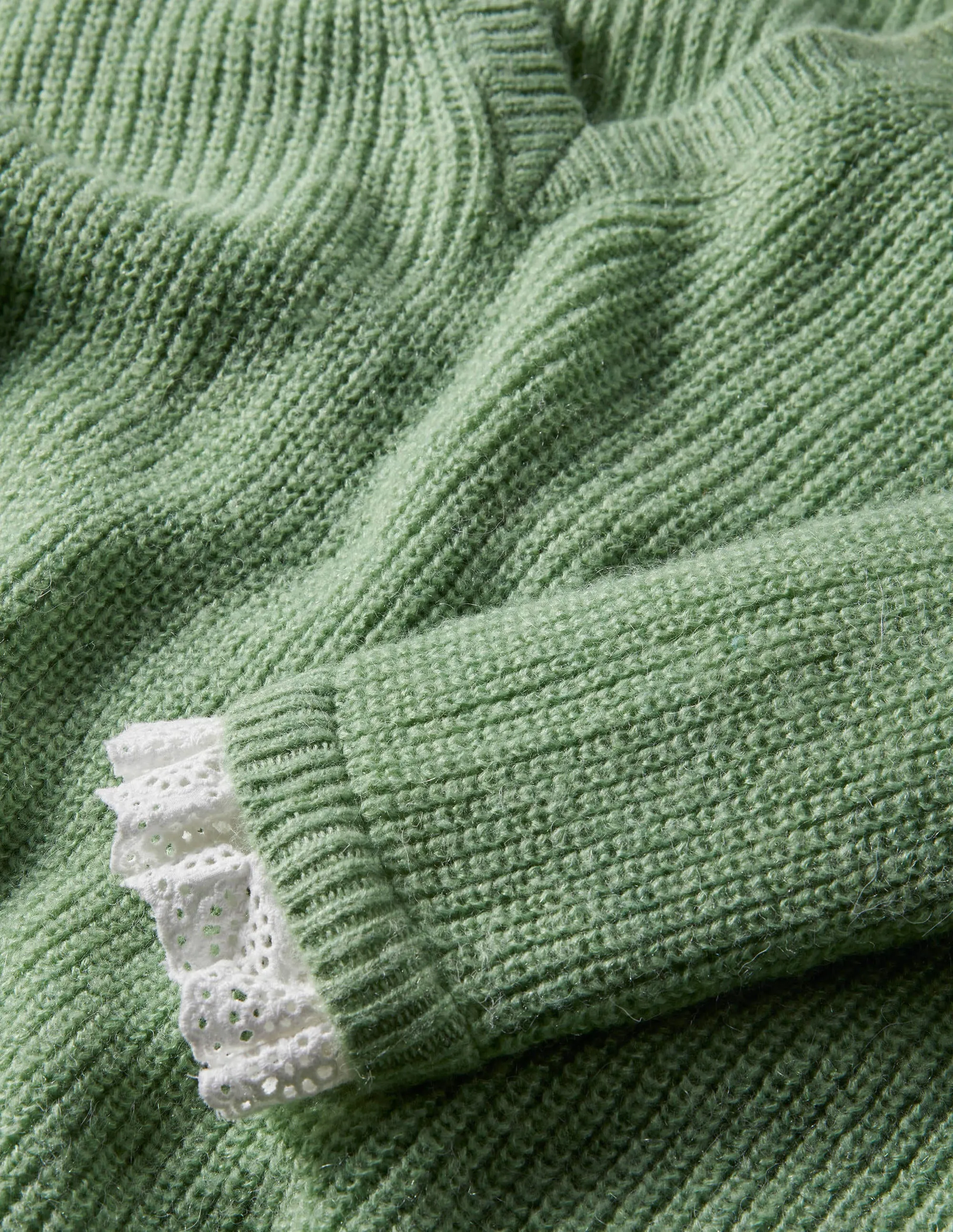 Fluffy Ribbed Mix Jumper-Basil