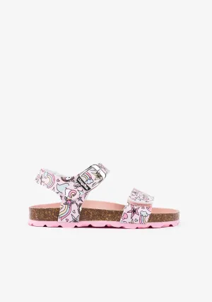 Girl's Multi Unicorn Print Bio Sandals