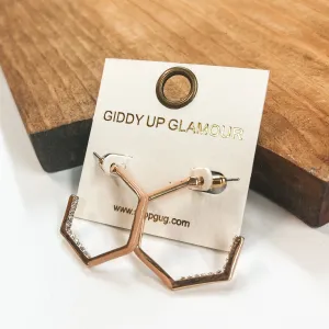 Hexagon Hoops with Crystals in Light Pink