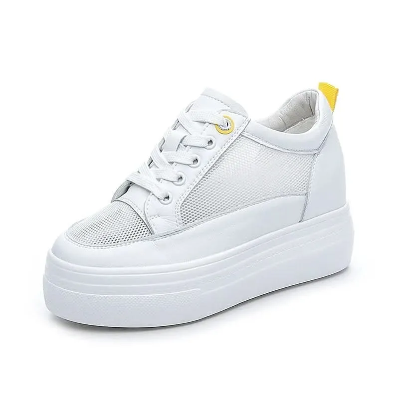 High Sole Sneakers for Women | 8cm Leather Wedges