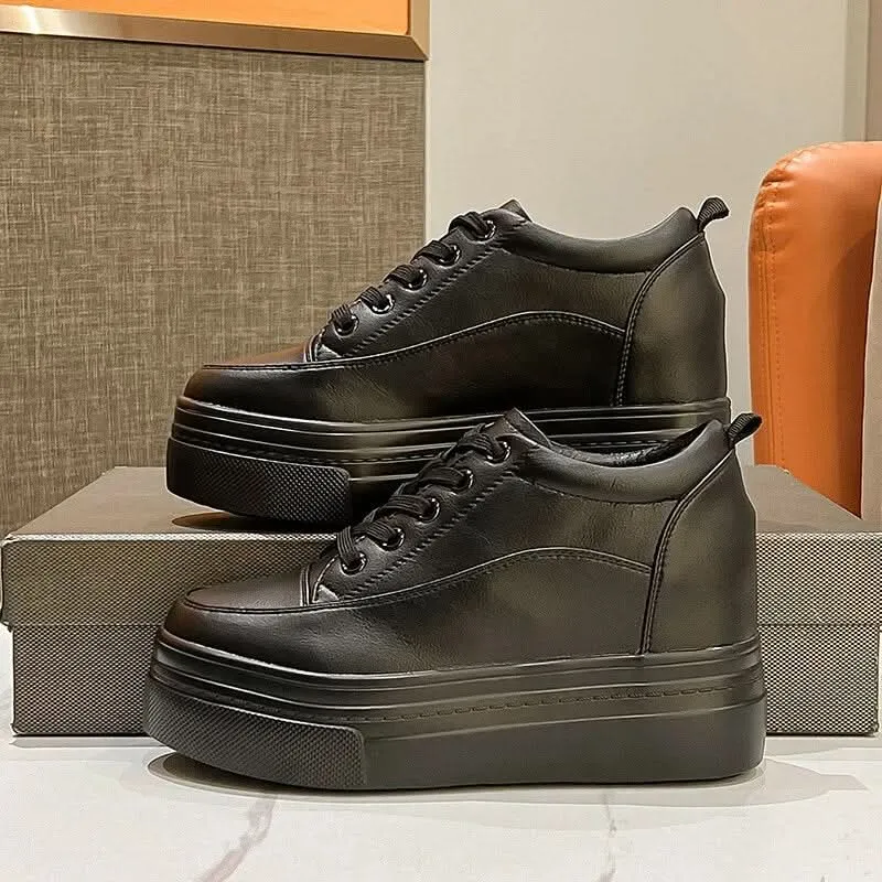 High Sole Sneakers for Women | 8cm Leather Wedges