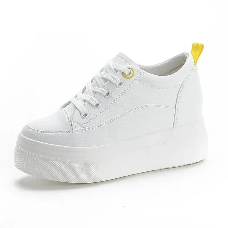 High Sole Sneakers for Women | 8cm Leather Wedges