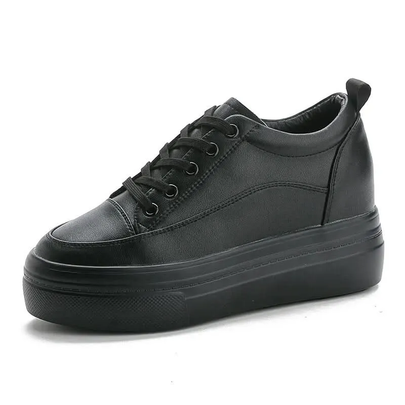 High Sole Sneakers for Women | 8cm Leather Wedges