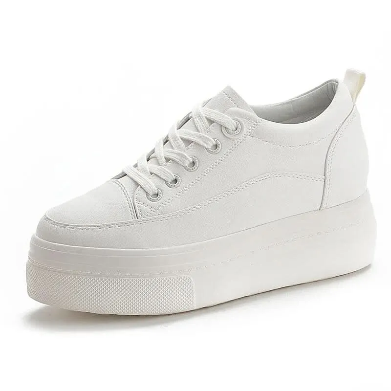 High Sole Sneakers for Women | 8cm Leather Wedges