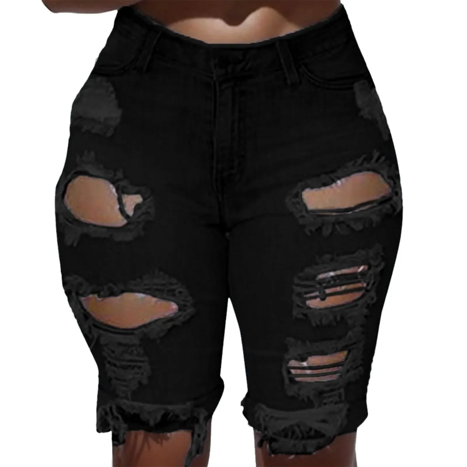 High-Waisted Plus Size Denim Shorts