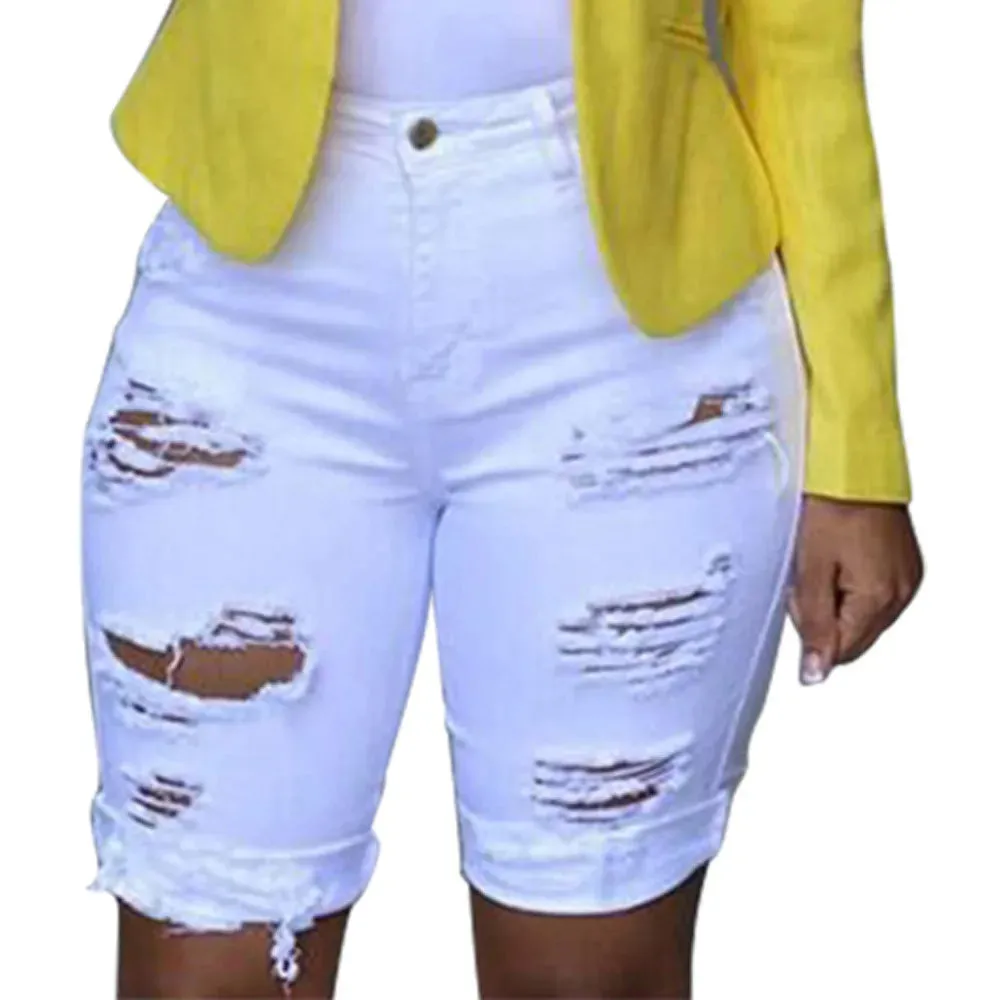 High-Waisted Plus Size Denim Shorts