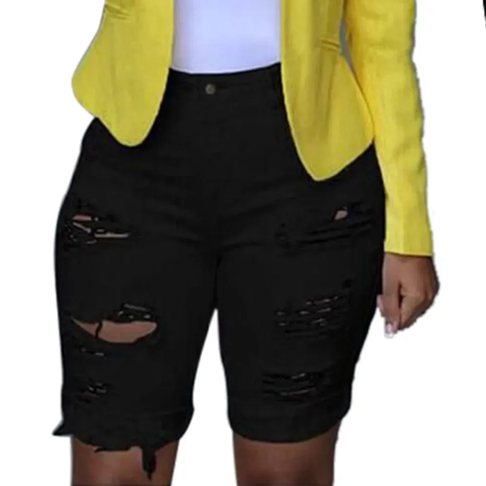 High-Waisted Plus Size Denim Shorts
