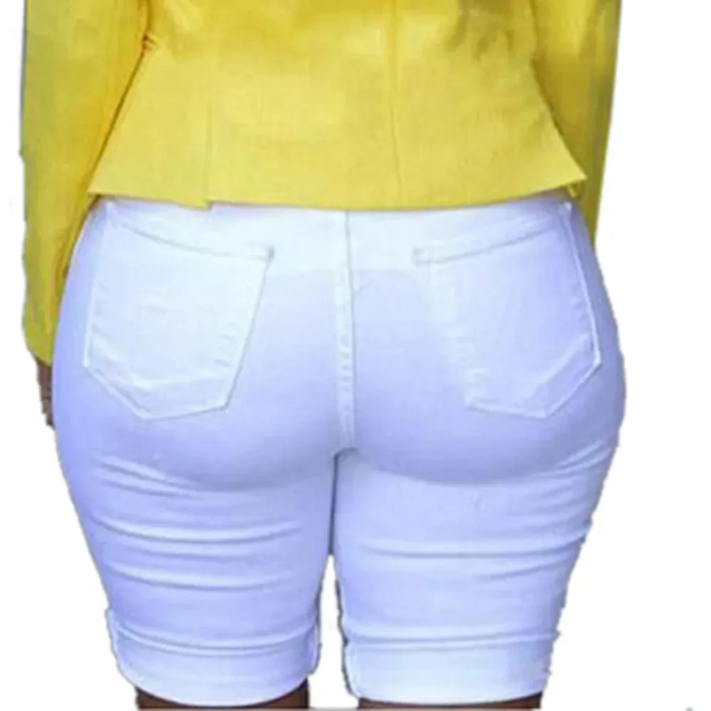 High-Waisted Plus Size Denim Shorts