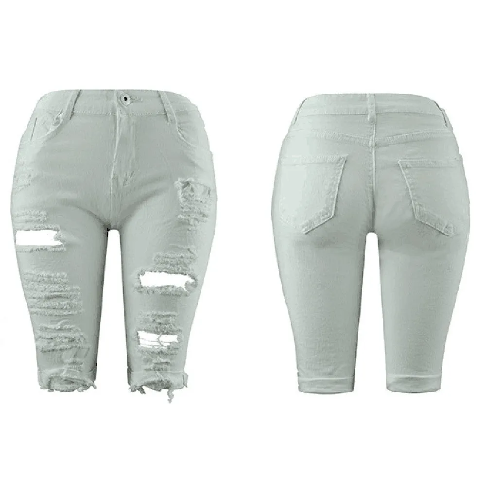 High-Waisted Plus Size Denim Shorts