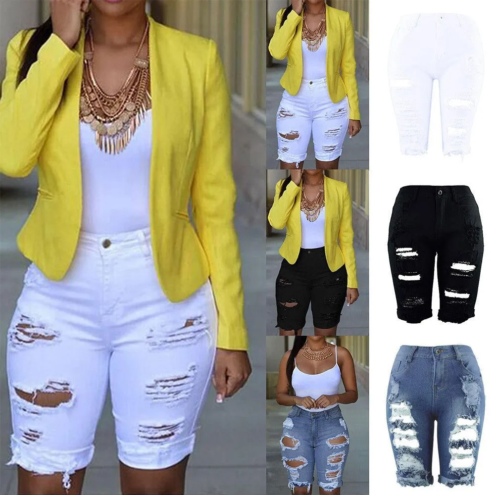 High-Waisted Plus Size Denim Shorts