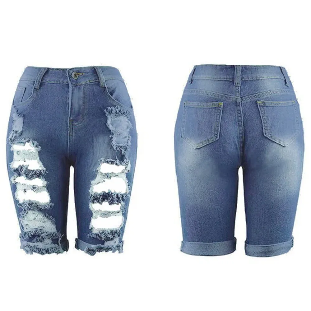 High-Waisted Plus Size Denim Shorts