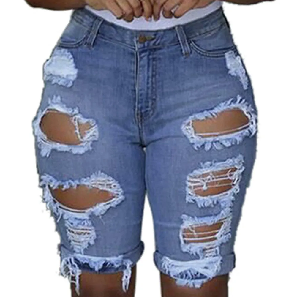 High-Waisted Plus Size Denim Shorts