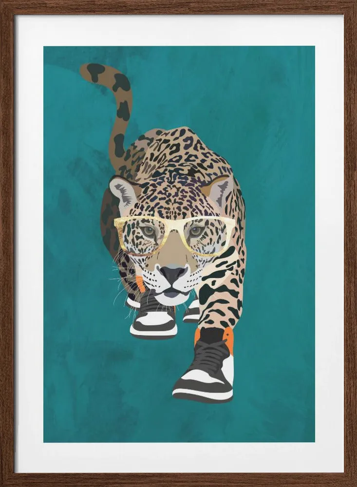 Jaguar prowling in high top sneakers Framed Art Wall Decor