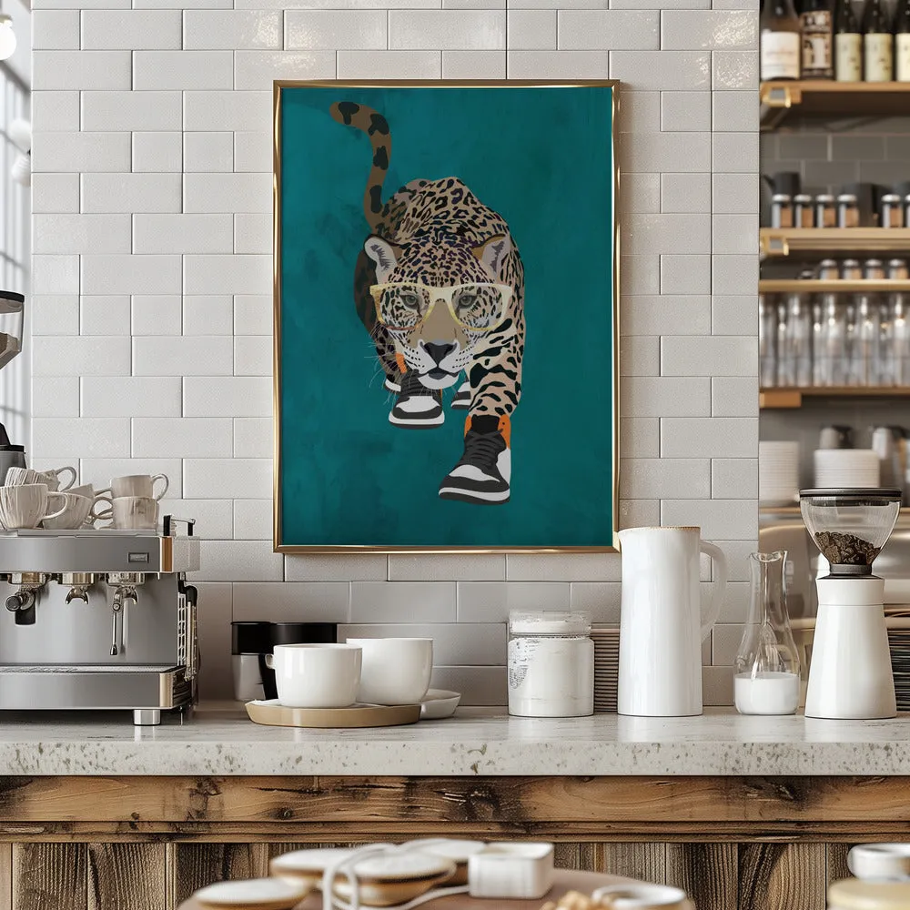 Jaguar prowling in high top sneakers Framed Art Wall Decor