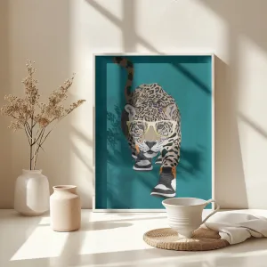 Jaguar prowling in high top sneakers Framed Art Wall Decor