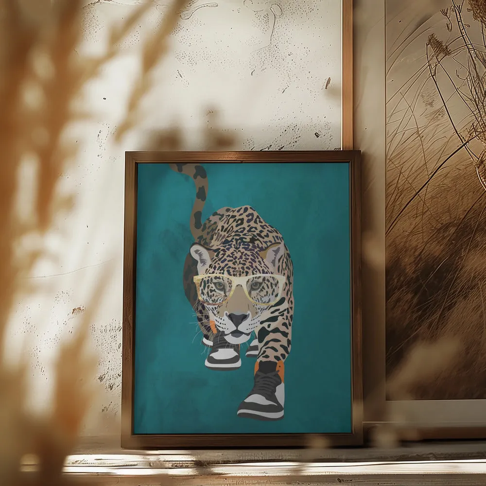 Jaguar prowling in high top sneakers Framed Art Wall Decor