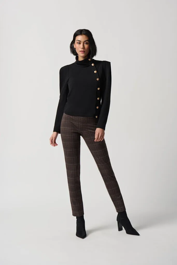 Joseph Ribkoff 234190 Brown Plaid Slim Leg Pant
