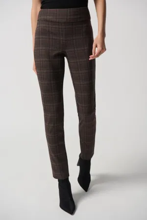 Joseph Ribkoff 234190 Brown Plaid Slim Leg Pant