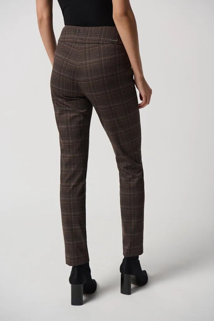 Joseph Ribkoff 234190 Brown Plaid Slim Leg Pant