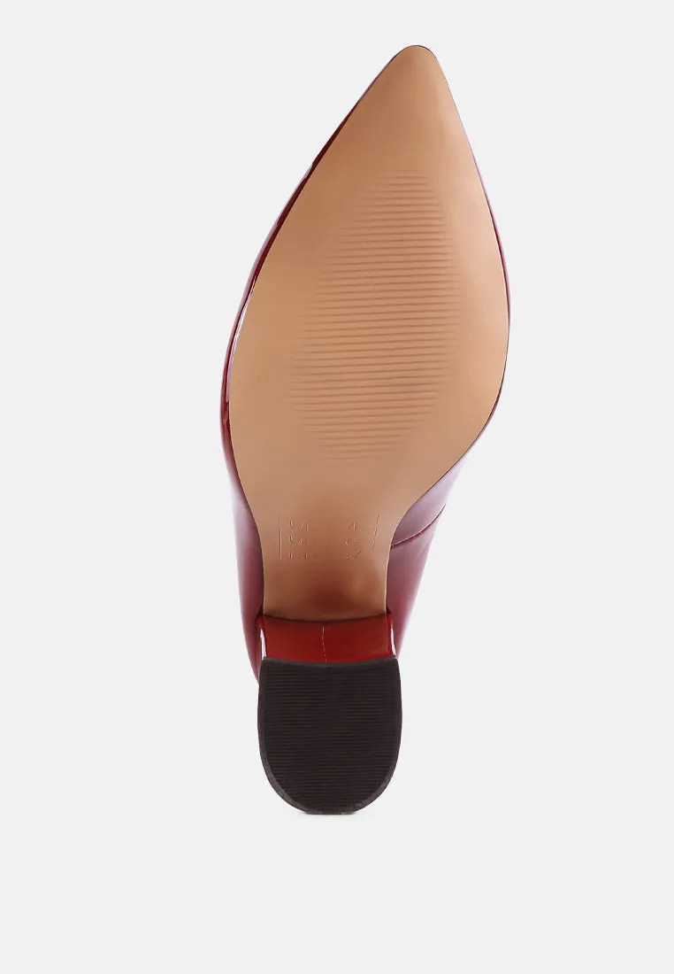 kamira block heeled formal faux leather pumps