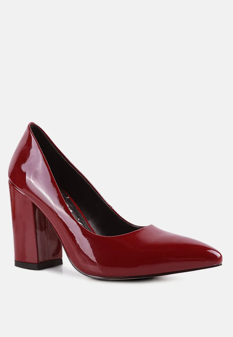 kamira block heeled formal faux leather pumps