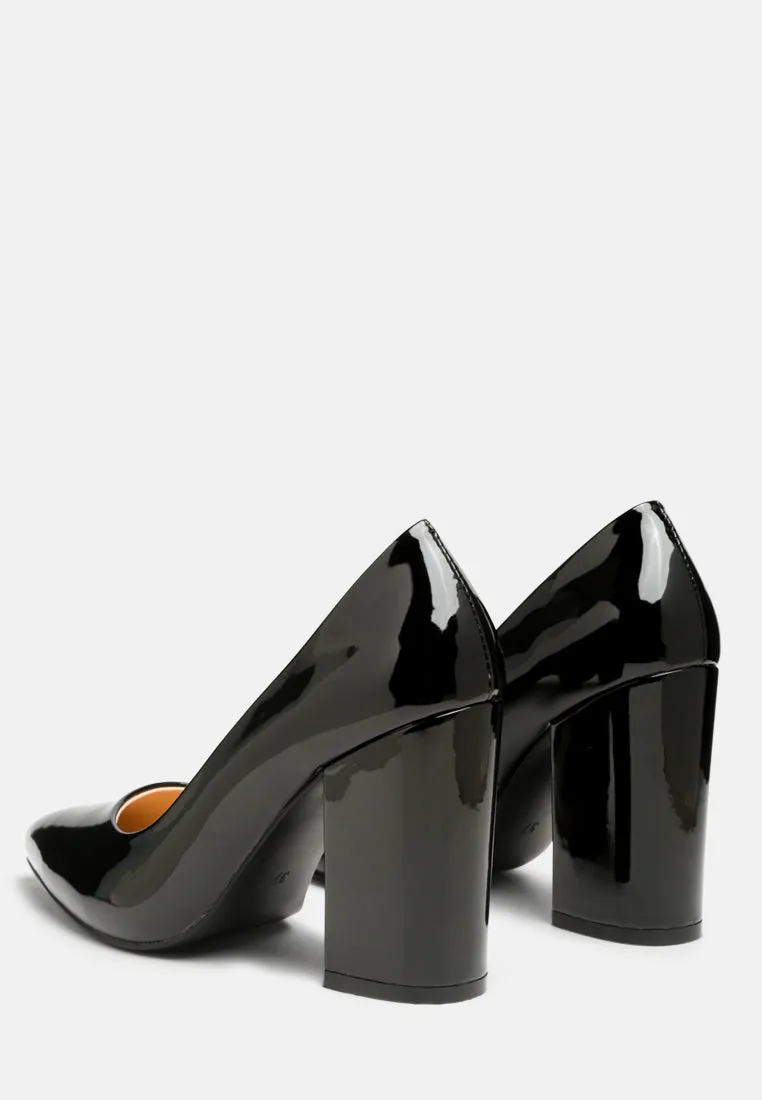 kamira block heeled formal faux leather pumps