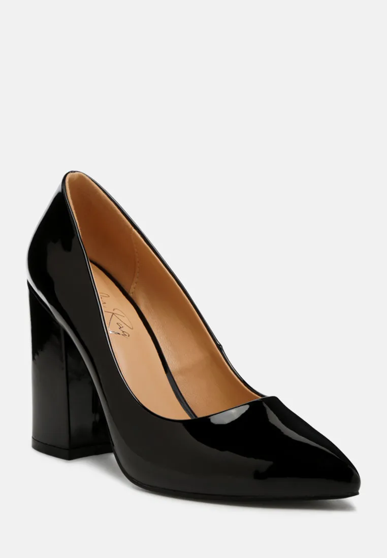 kamira block heeled formal faux leather pumps
