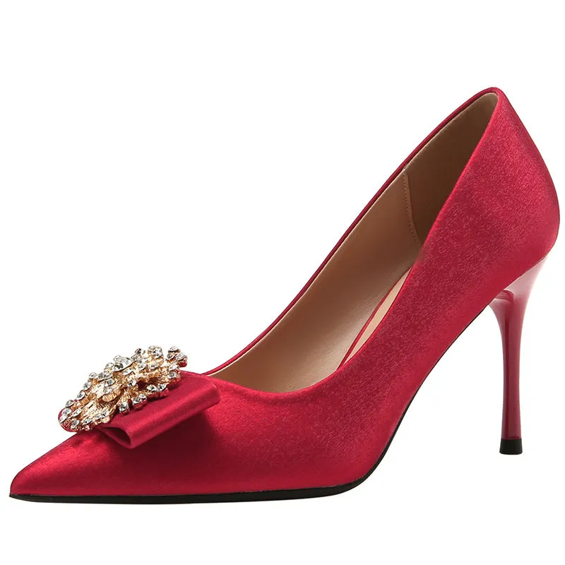 Ladies' Sensual Diamond-Studded Pointed High Heels Shoes