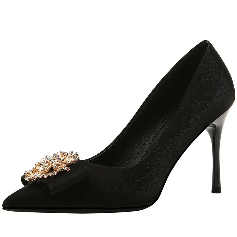 Ladies' Sensual Diamond-Studded Pointed High Heels Shoes