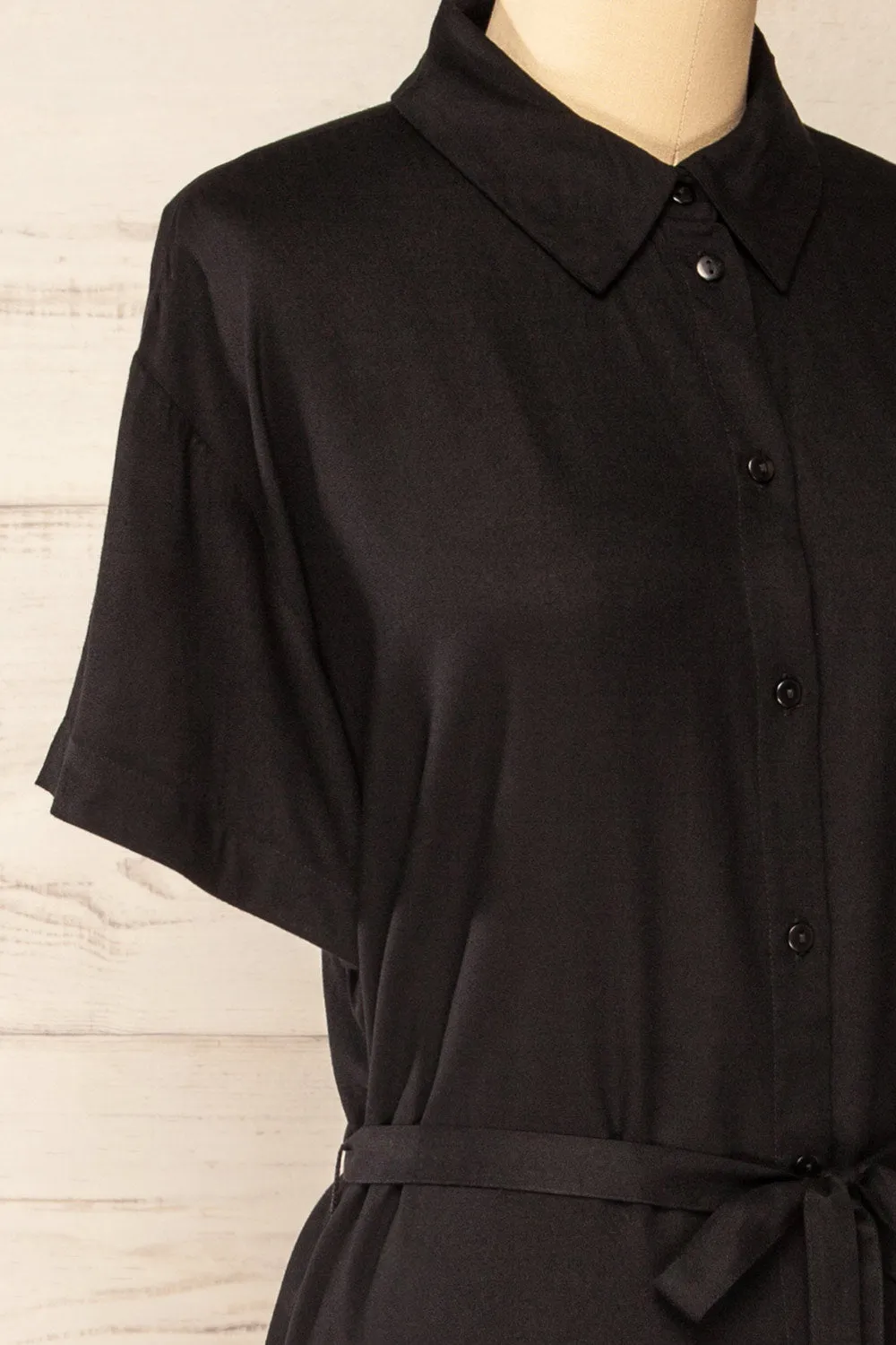 Latresne Black | Buttoned Midi Shirt Dress