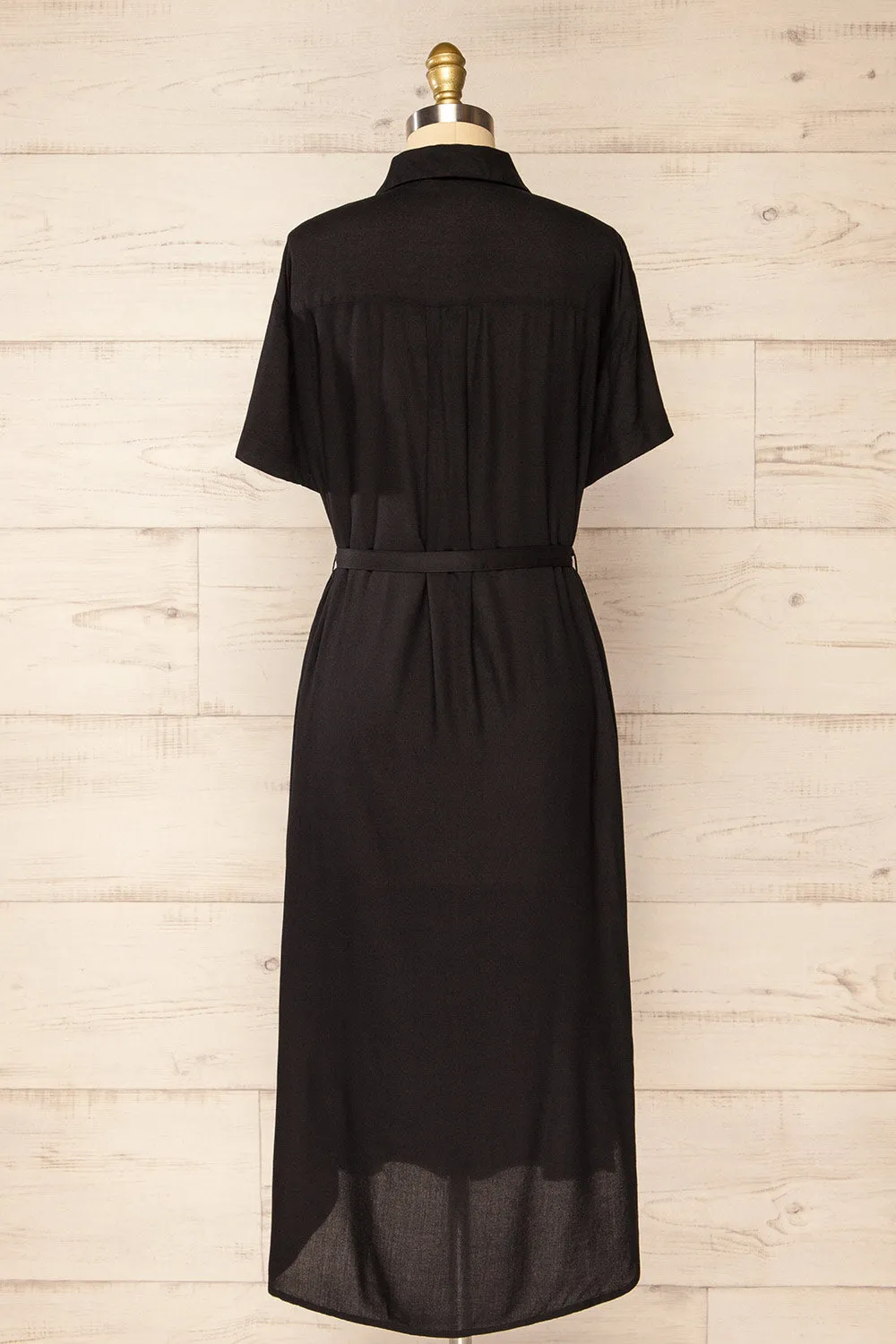 Latresne Black | Buttoned Midi Shirt Dress