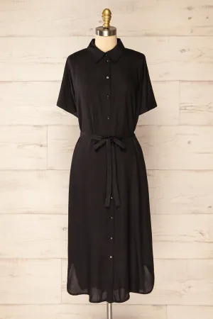 Latresne Black | Buttoned Midi Shirt Dress
