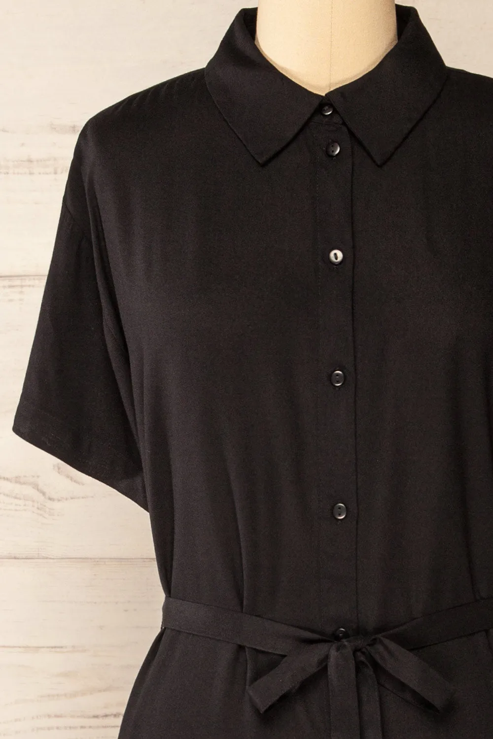 Latresne Black | Buttoned Midi Shirt Dress