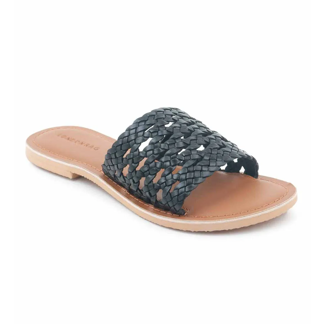 Leather Flat Slip On Sandals