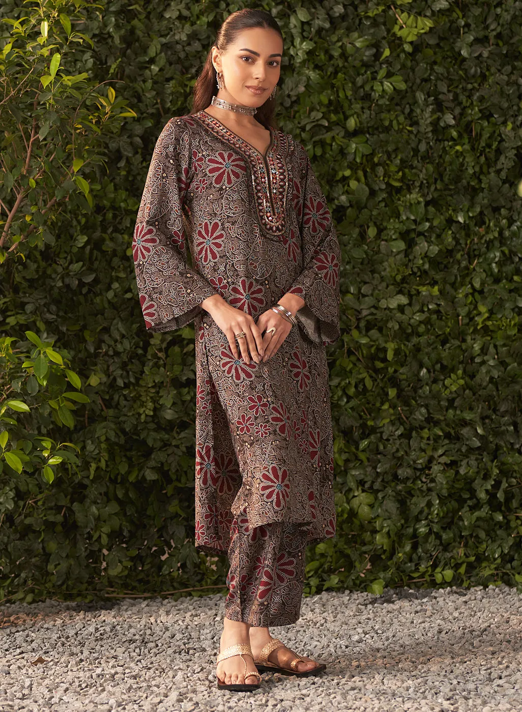 Liah Black Printed Rayon Kurta Set for Women