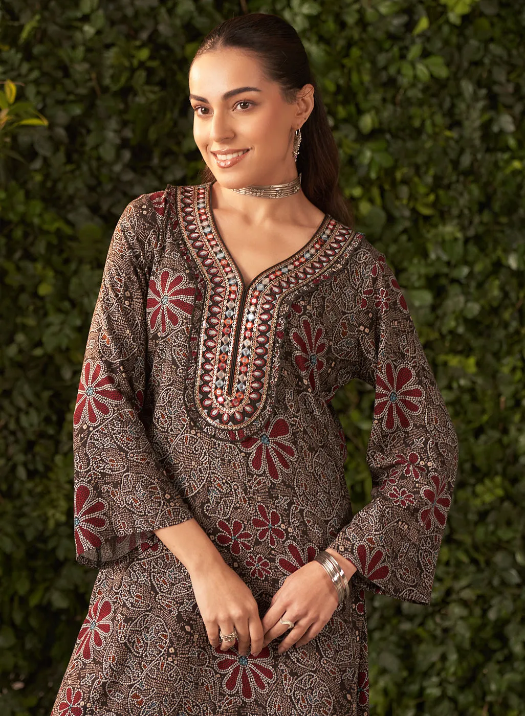 Liah Black Printed Rayon Kurta Set for Women