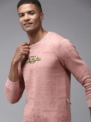 Men Pink Printed Sweatshirt