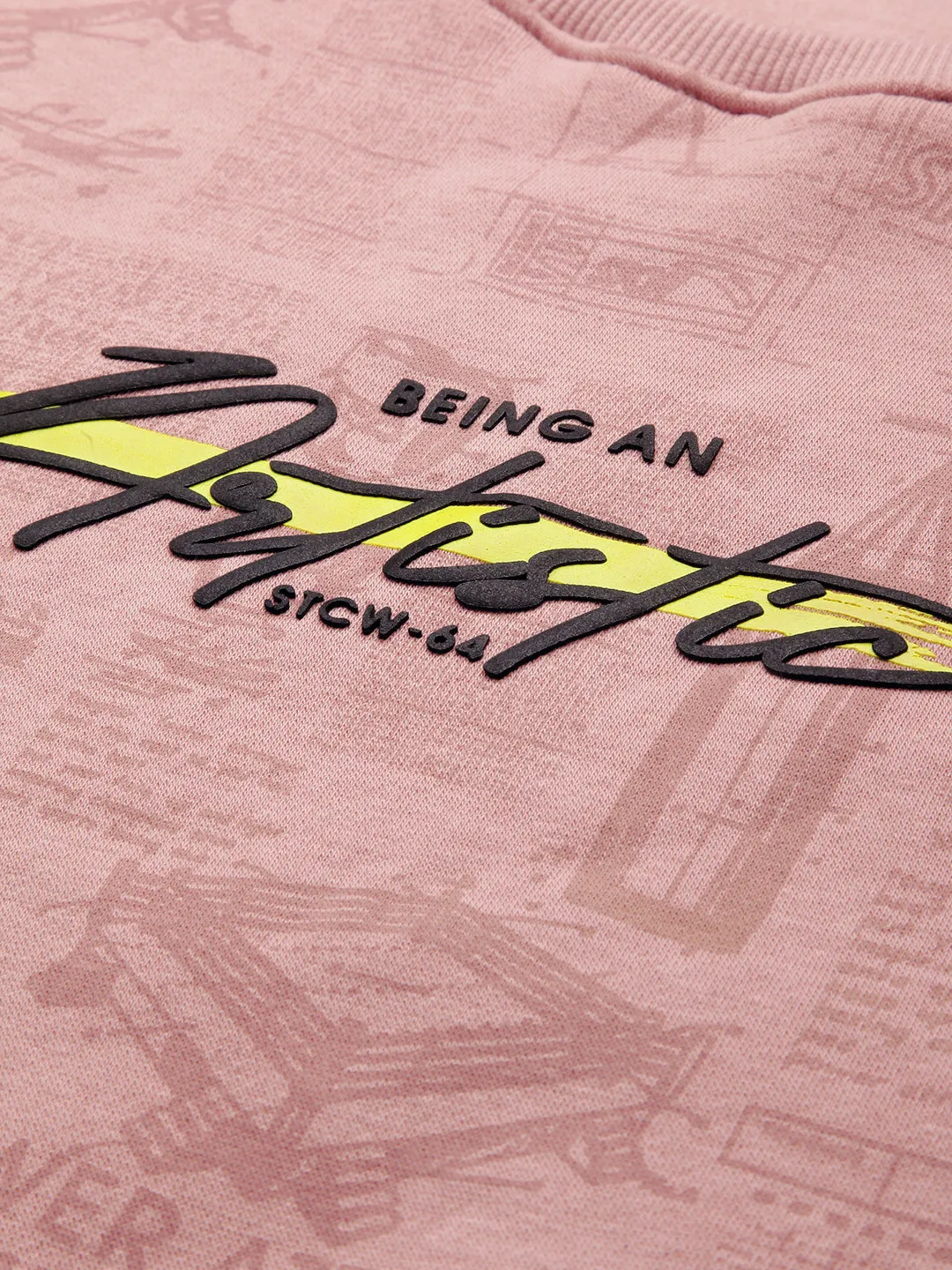 Men Pink Printed Sweatshirt