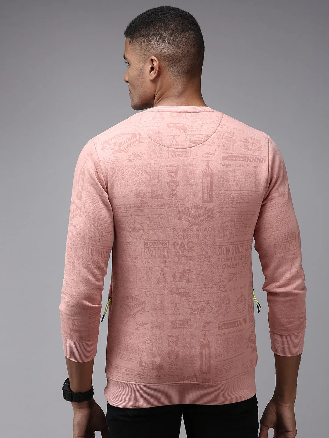 Men Pink Printed Sweatshirt